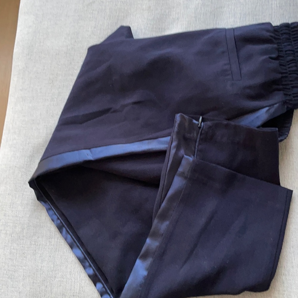 Navy blue straight leg trousers